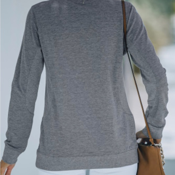 Grey Fleece Pullover Sweatshirt - Picture 3 of 11